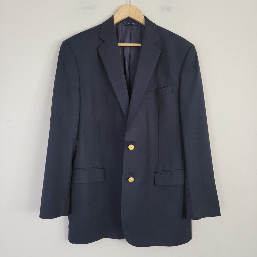 Brooks Brothers Madison 1818 Loro Piana‎ Blazer 43 L Wool Navy Sport Coat FLAWS!